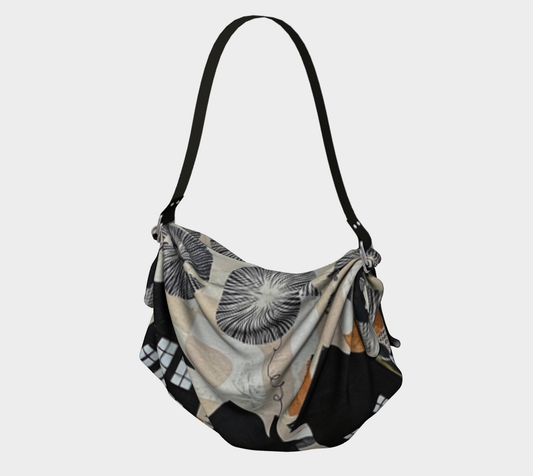 Floral patterned handbag on a light gray background