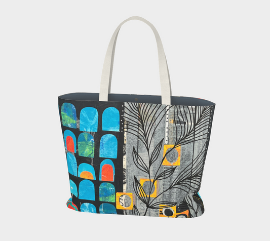 Rainy Monday Abstract Collage - Large Lined Tote Bag