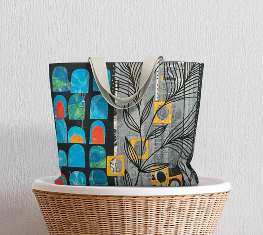 Rainy Monday Abstract Collage - Large Lined Tote Bag