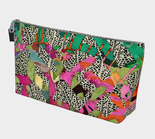Colorful pouch with abstract pattern on a white background