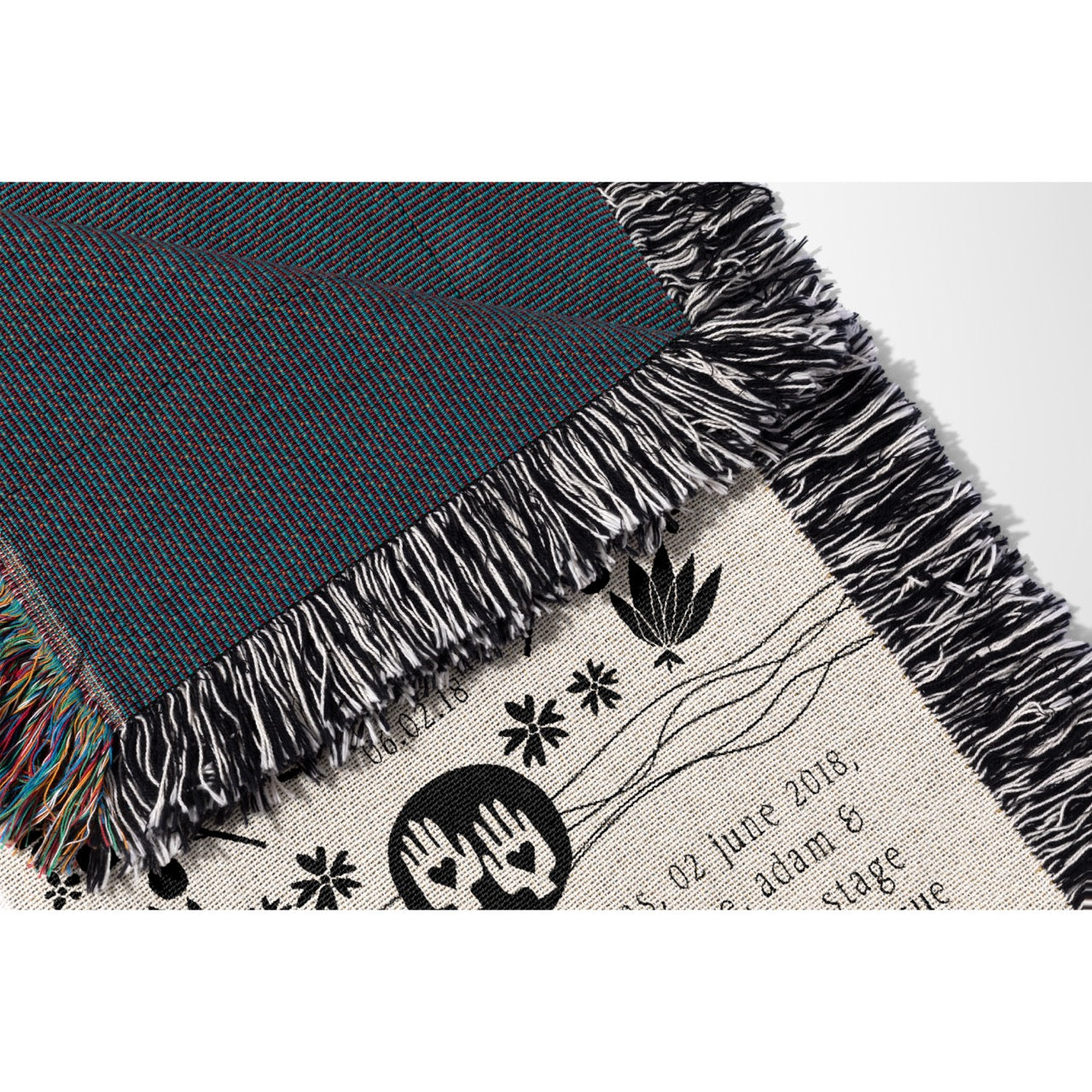 Black Lotus Icons Personalized Wedding Woven Blanket