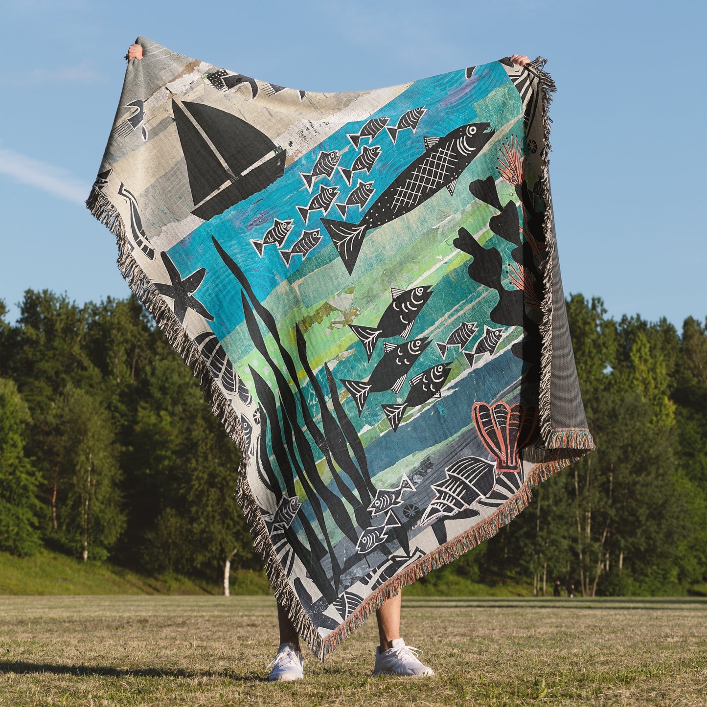 By The Sea Ocean Home Decor Woven Blankets