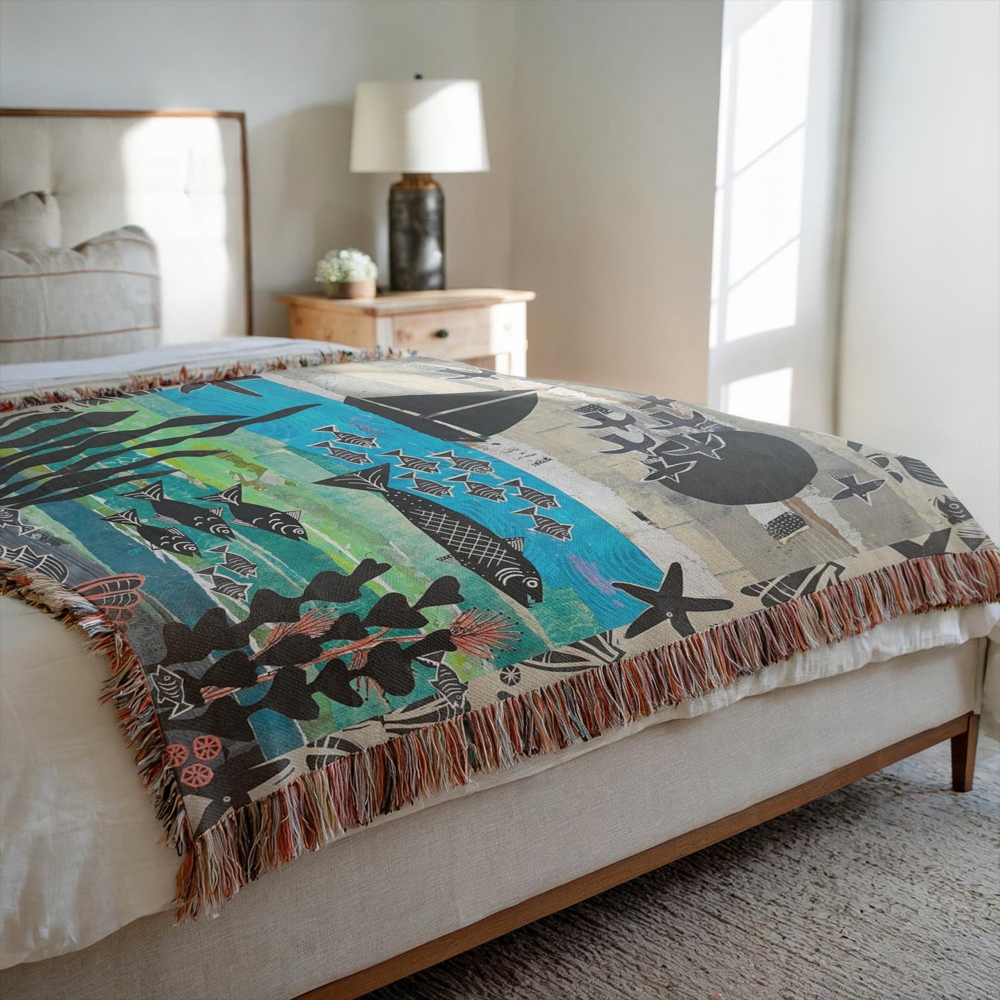 By The Sea Ocean Home Decor Woven Blankets