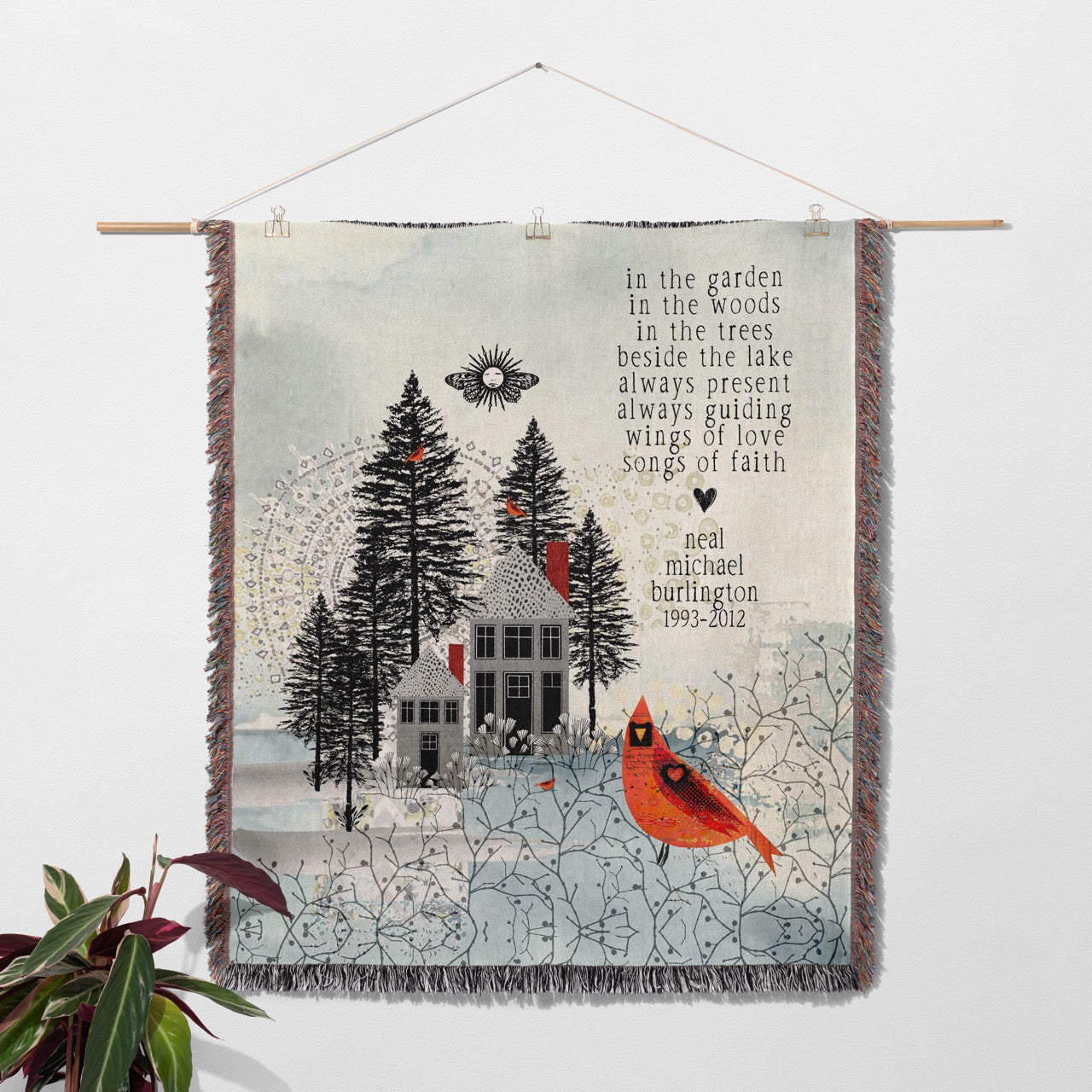 Cardinal House Personalized Memorial Woven Blanket