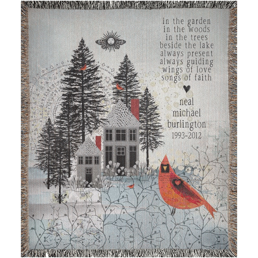 Cardinal House Personalized Memorial Woven Blanket