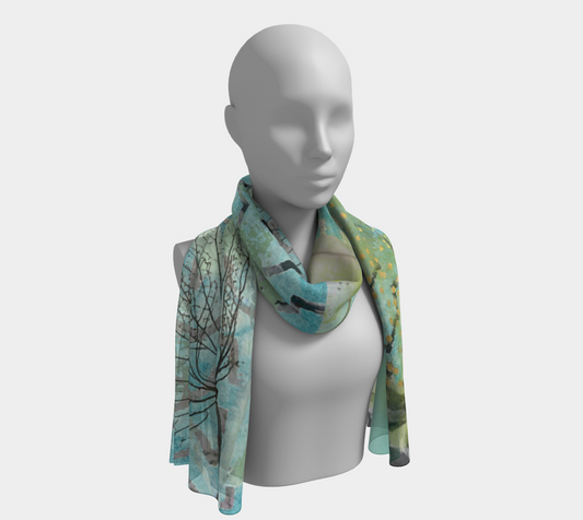 Teal Hydrangea Long Scarf