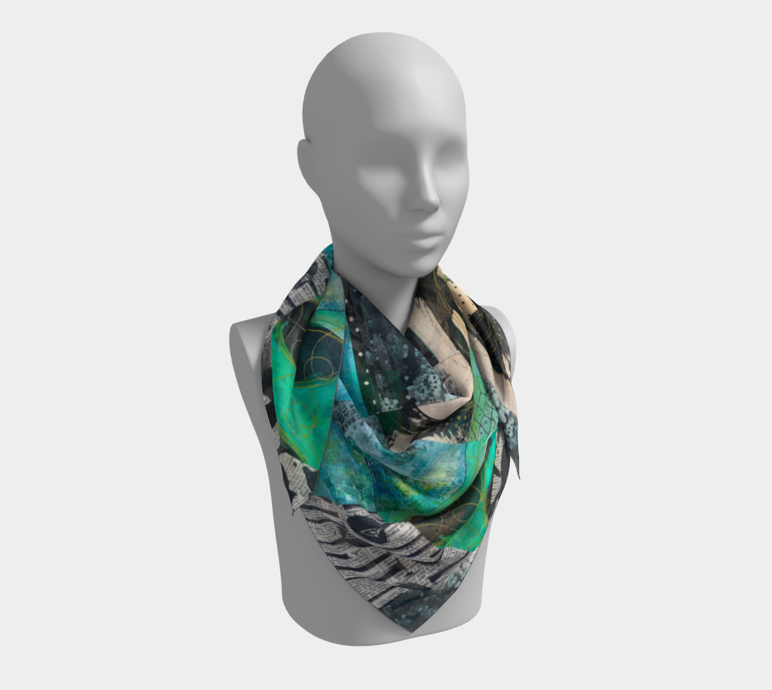 Riverwalk - Abstract Collage Art Square Scarf