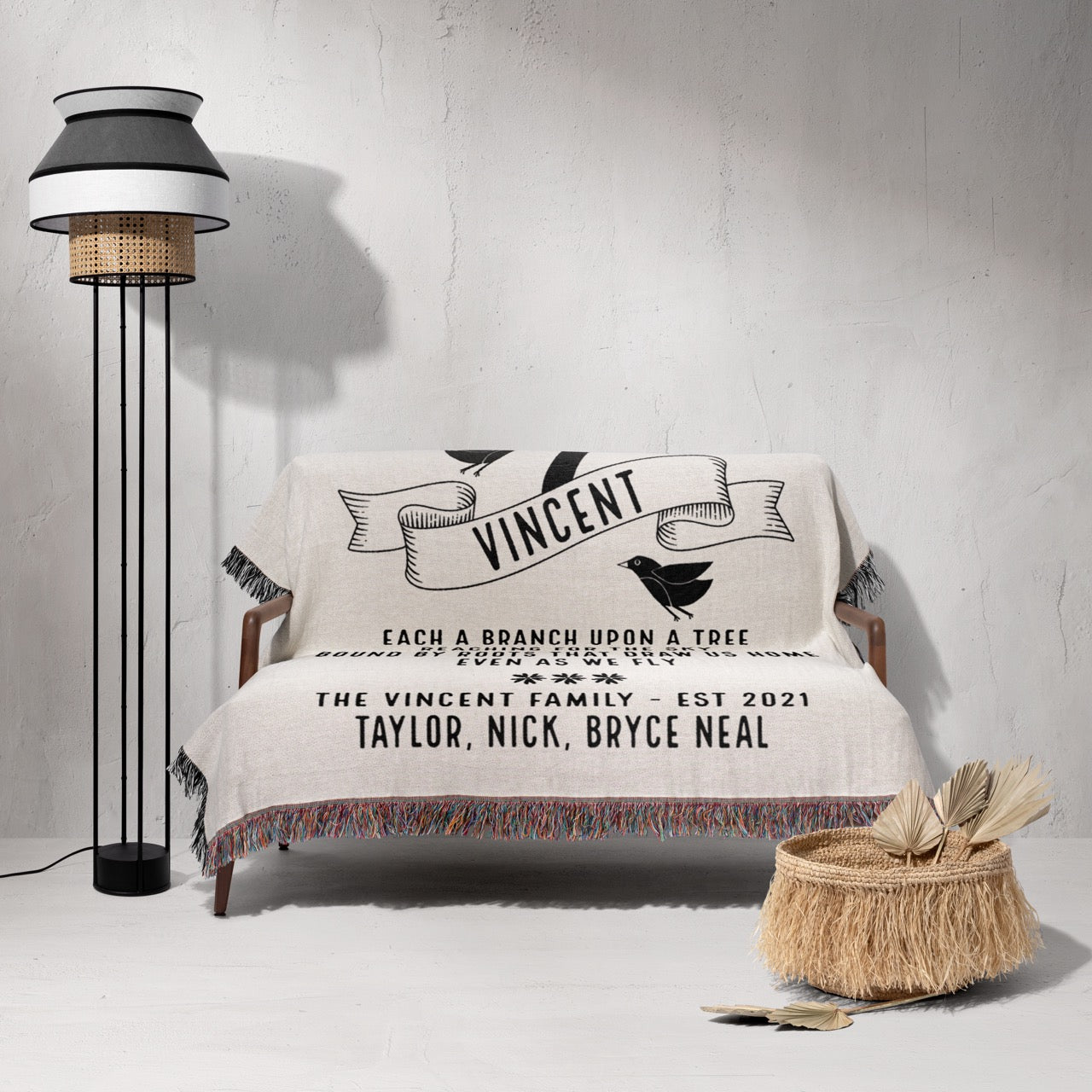 Family Tree Birds Personalized Family Woven Blanket