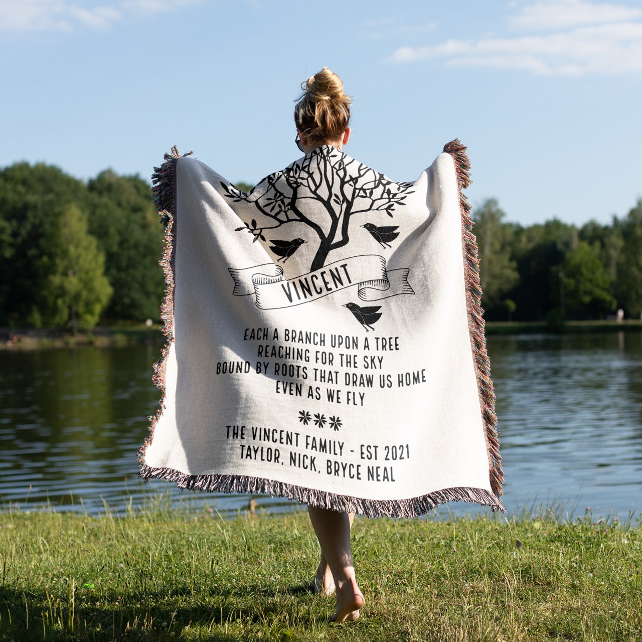 Family Tree Birds Personalized Family Woven Blanket