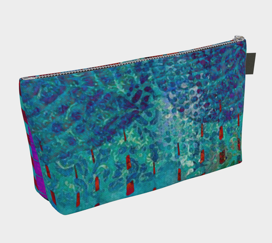 Colorful patterned pouch on a white background