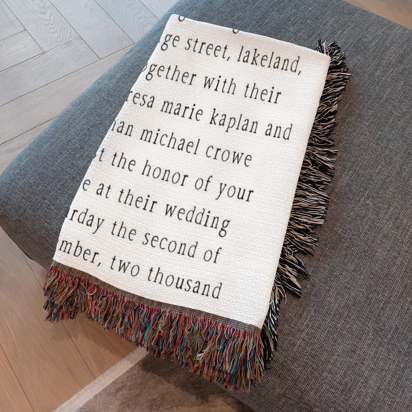 White Ginkgo Personalized Wedding Woven Blanket