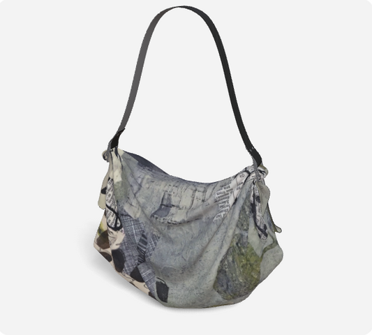 Handbag with a patterned design on a white background
