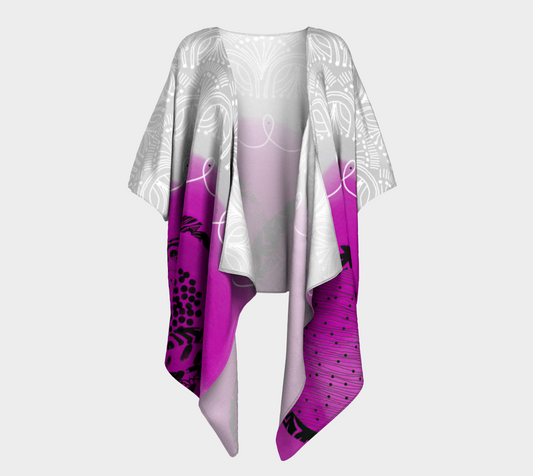 Fuchsia Rings Draped Kimono