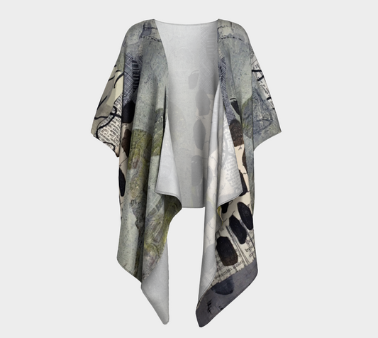 Grey Eucalyptus Draped Kimono