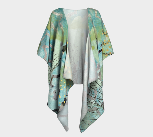 Teal Hydrangea Draped Kimono