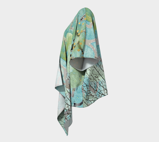 Teal Hydrangea Draped Kimono