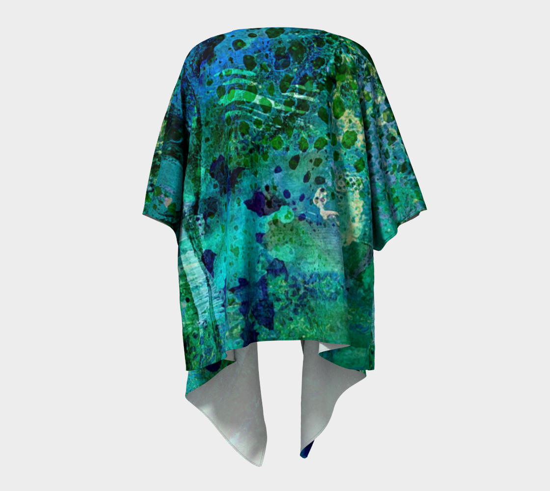 Teal Dissolve Draped Kimono