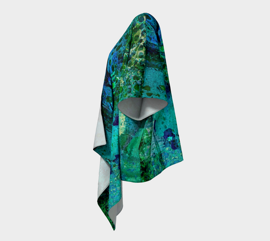 Teal Dissolve Draped Kimono