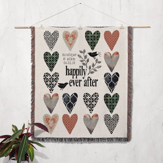 Personalized Woven Wedding Blanket | Heart Grid design by Museware creator Sheree Burlington