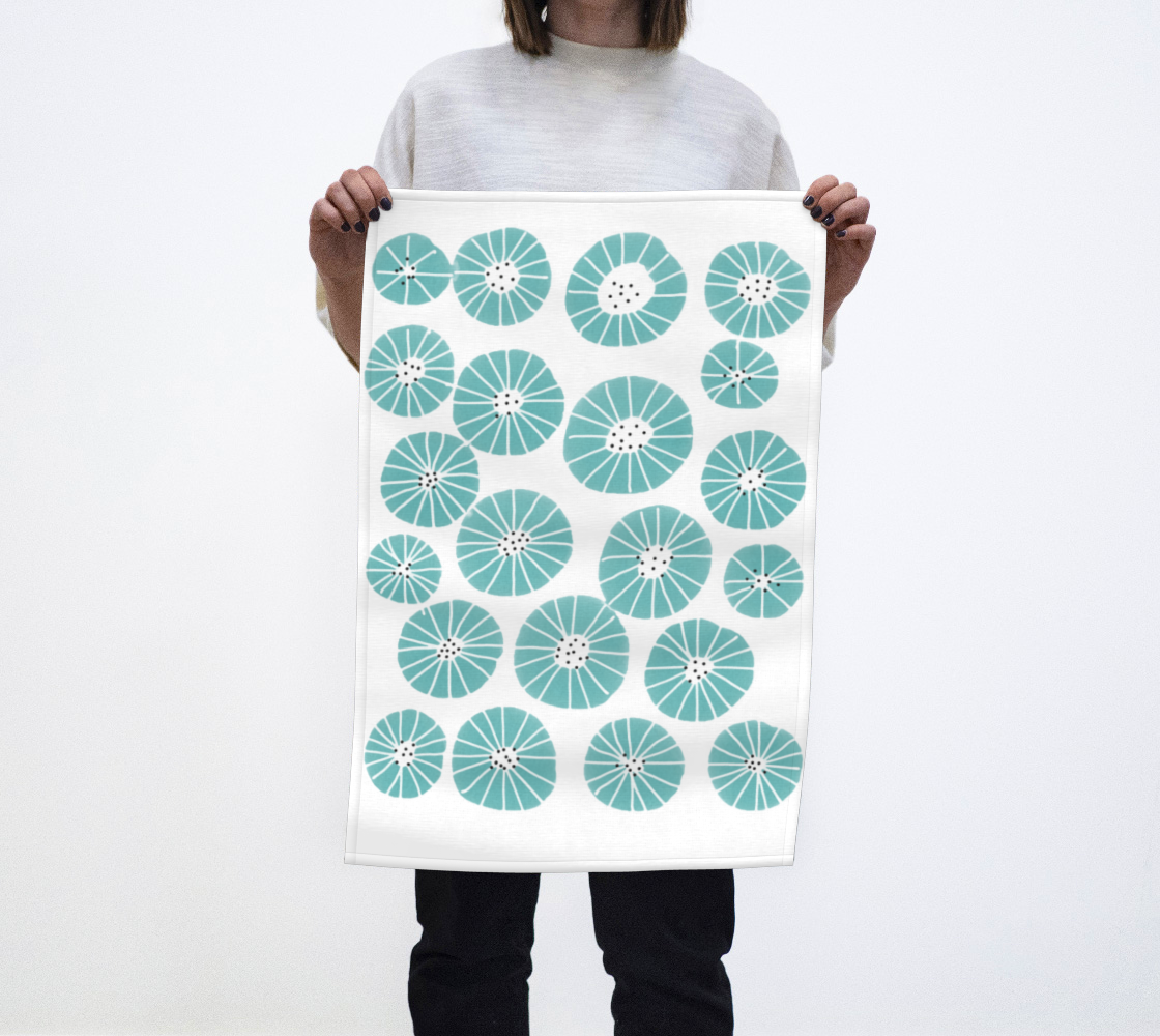 Teal Rounds Tea Towel