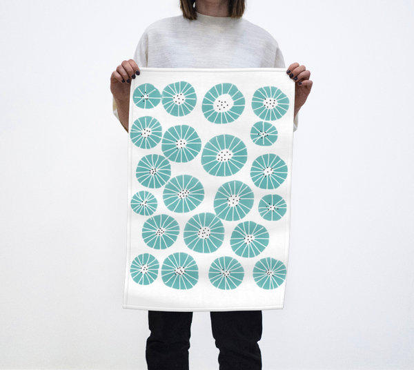 Teal Rounds Tea Towel