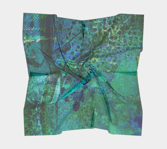 Teal Dissolve Square Scarf