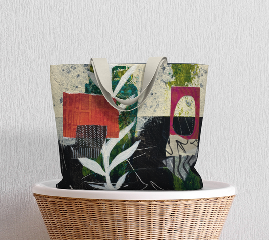 Planted Botanical Collage - Large Lined Tote Bag