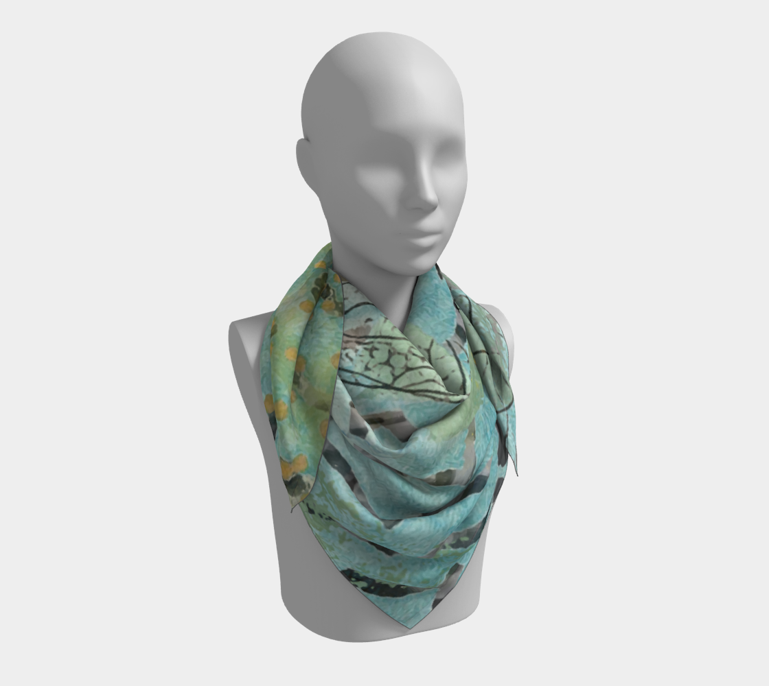 Teal Hydrangea Square Scarf