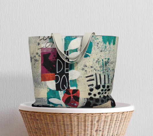 Dear Diary Abstract Art - Large Lined Tote Bag