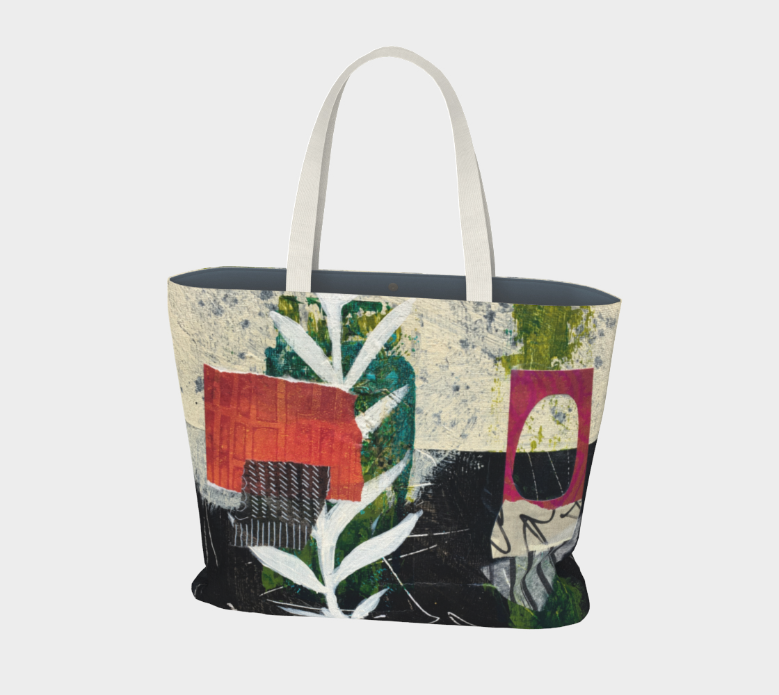 Planted Botanical Collage - Large Lined Tote Bag