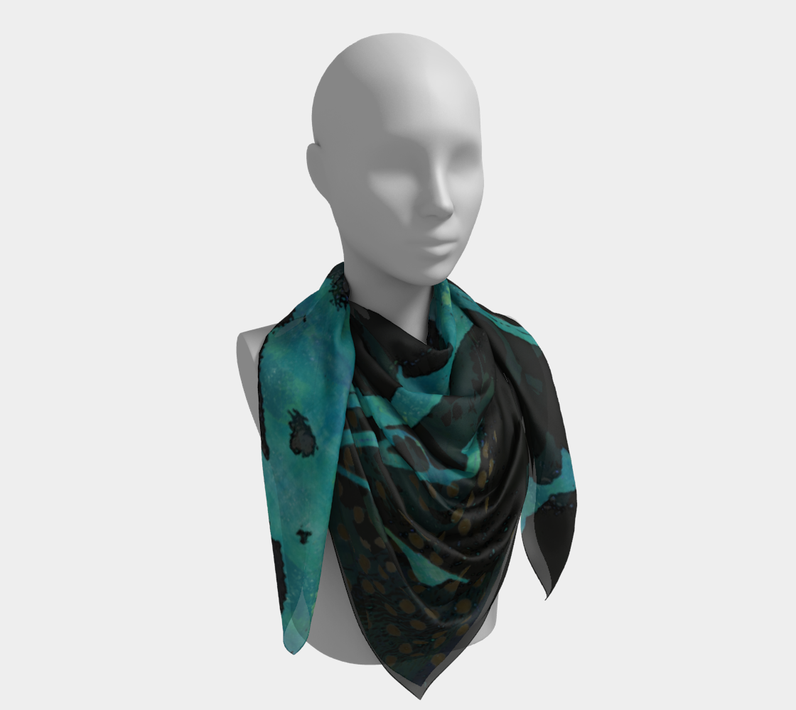 Teal Wildflower - Abstract Art Square Scarf