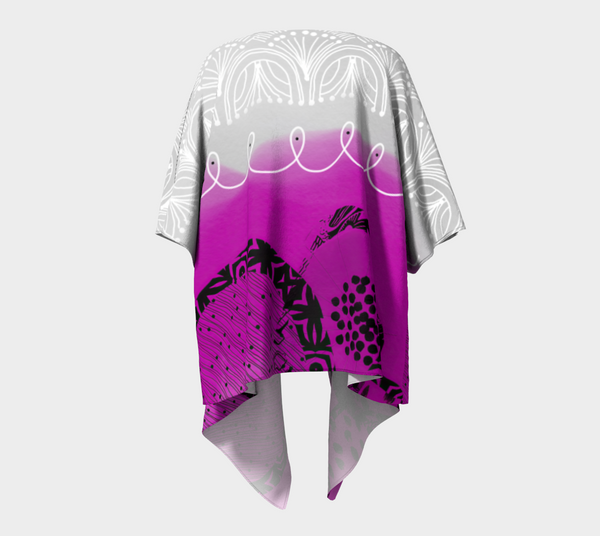 Fuchsia Rings Draped Kimono by Sheree Burlington