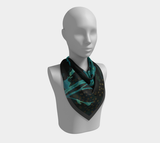 Teal Wildflower Square Scarf