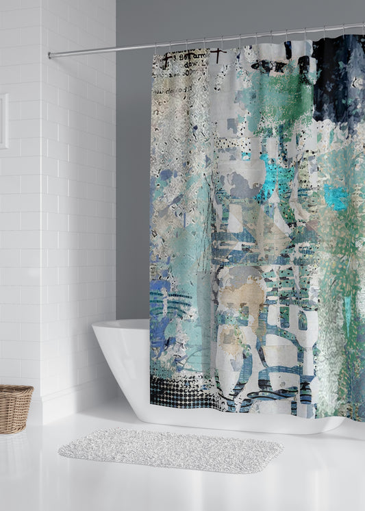 Blue on Blue Designer Shower Curtain