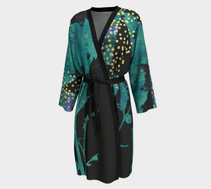 Teal Wildflower Peignoir Robe by Sheree Burlington