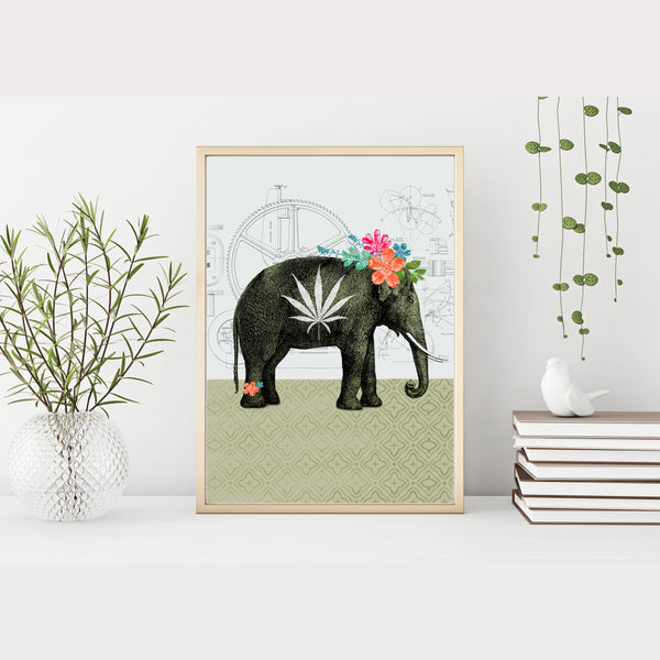 Printable Elephant Marijuana Wall Art