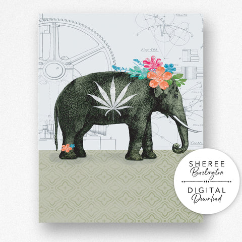 Printable Elephant Marijuana Wall Art