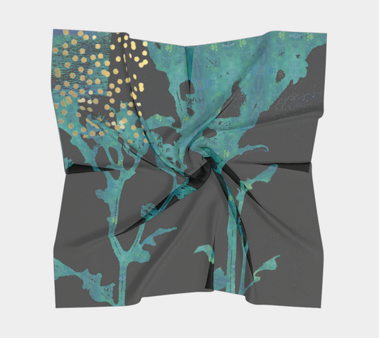 Teal Wildflower Square Scarf