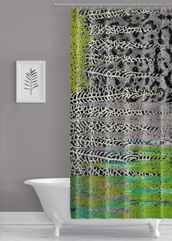 Gray Green Designer Shower Curtain