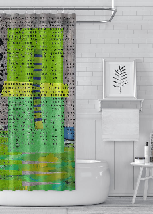 Gray Green Designer Shower Curtain