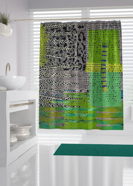 Gray Green Designer Shower Curtain