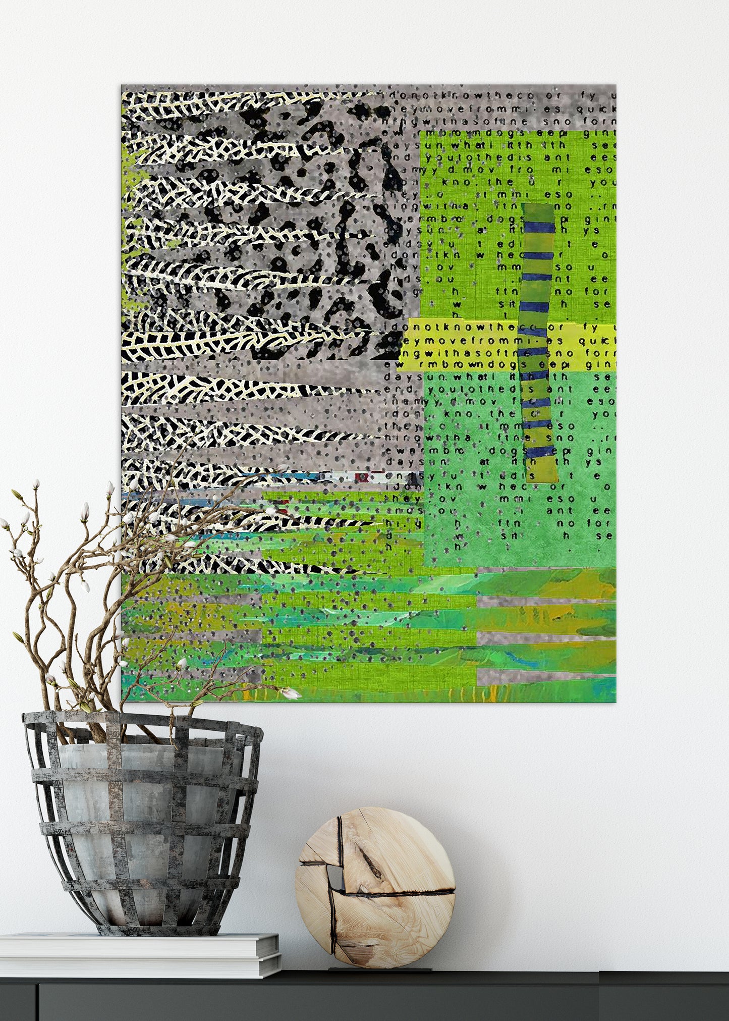 Grey Green Abstract Art by Sheree Burlington