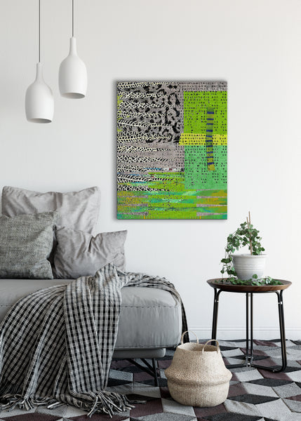 Grey Green Abstract Art by Sheree Burlington
