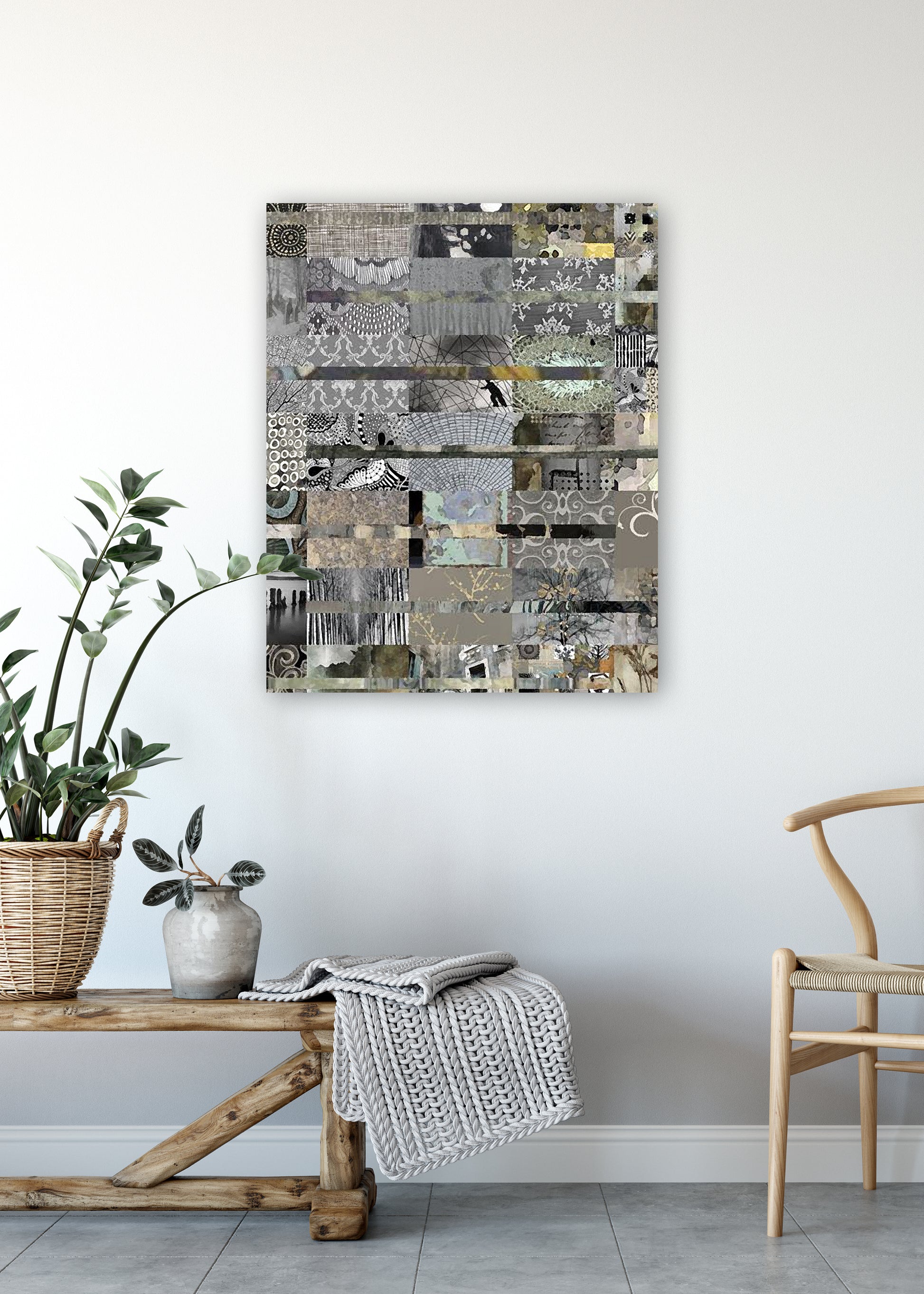 Grey Quilt Abstract Art by Sheree Burlington