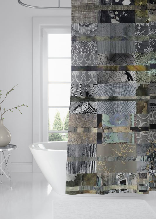 Gray Quilt Designer Shower Curtain