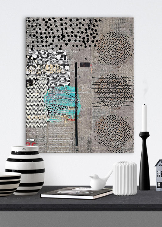 Grey Teal Abstract Art
