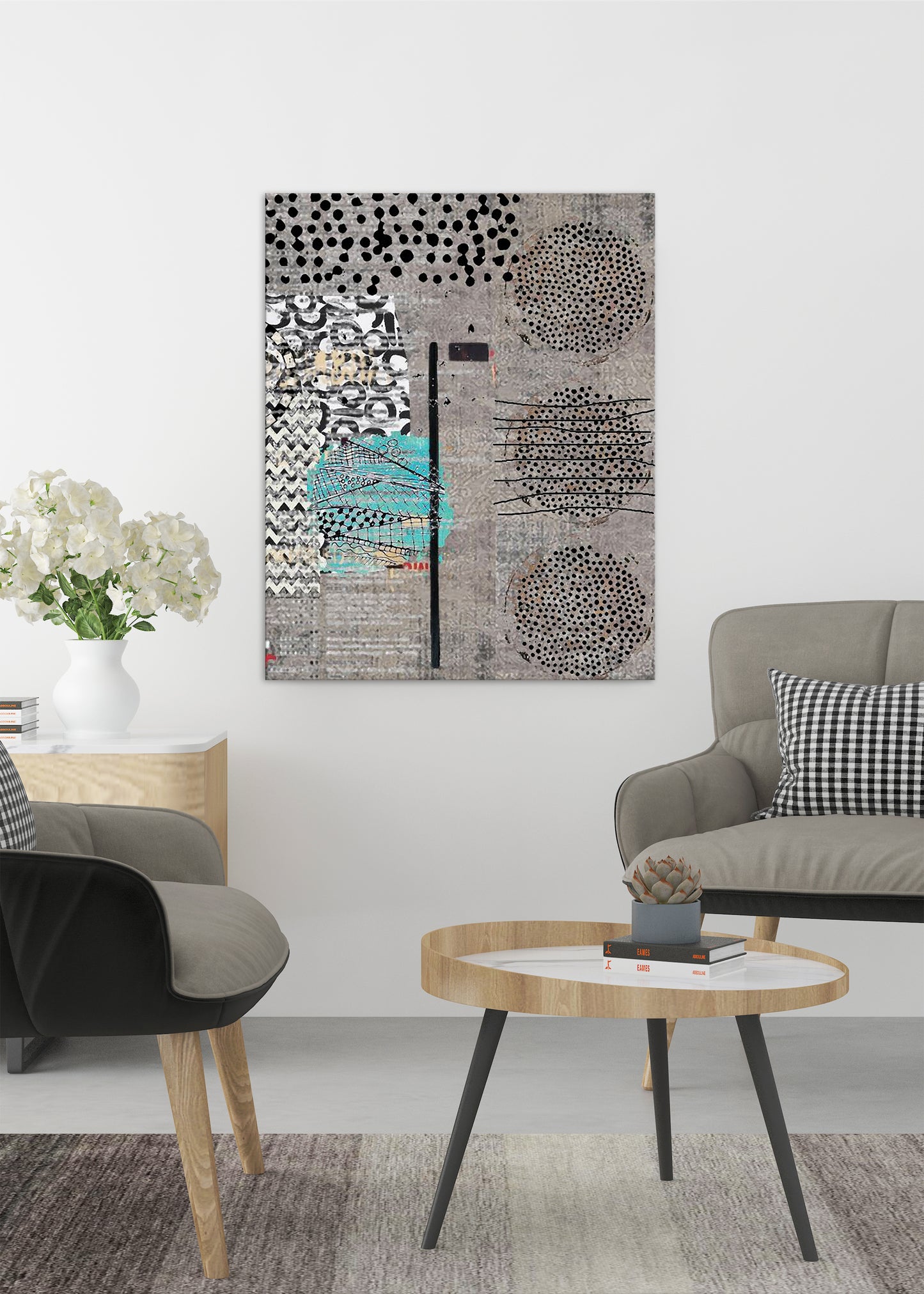 Grey Teal Abstract Art