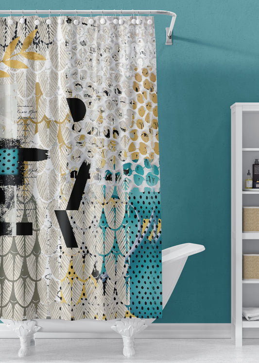 Hello Designer Fabric Shower Curtain by Sheree Burlington