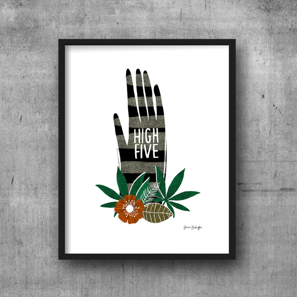 printable high five marijuana art print