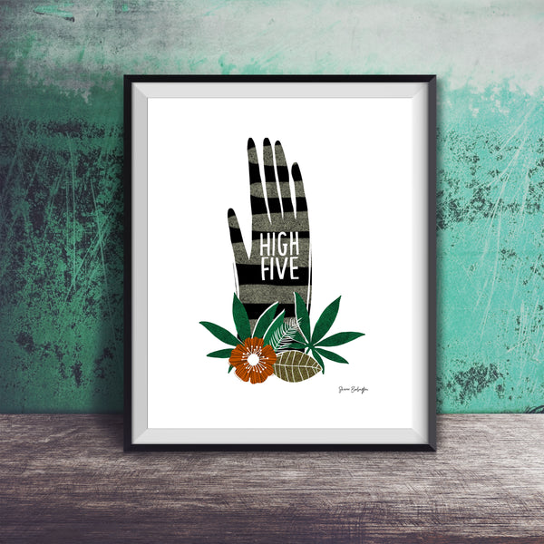 printable high five marijuana art print